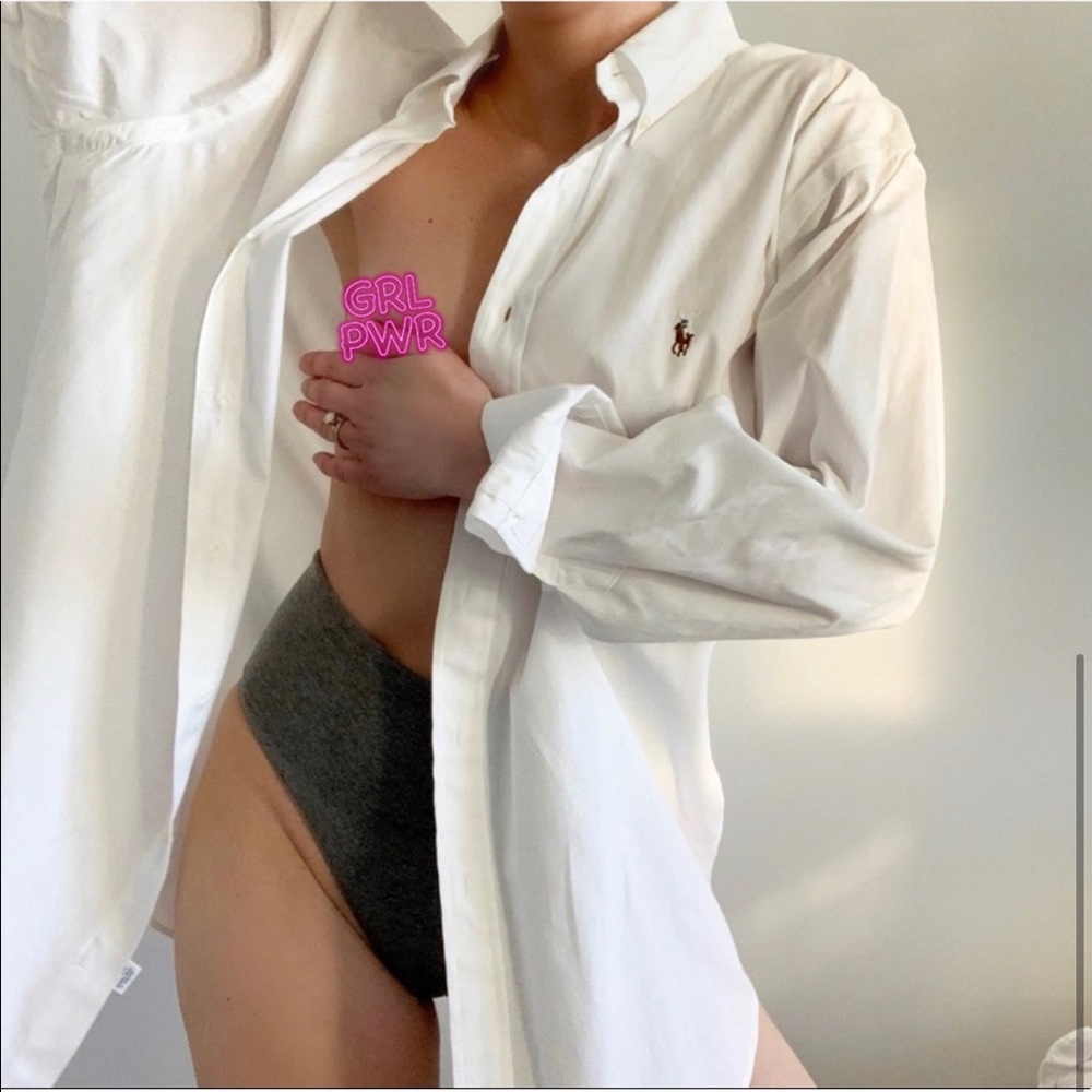 Ralph Lauren White Cotton Poplin Boyfriend Shirt - Picture 5 of 5